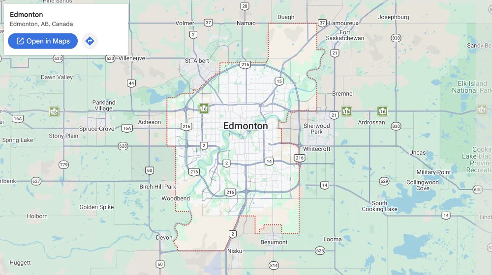 Edmonton service area map