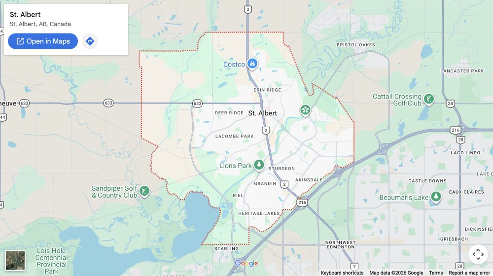 St. Albert service area map