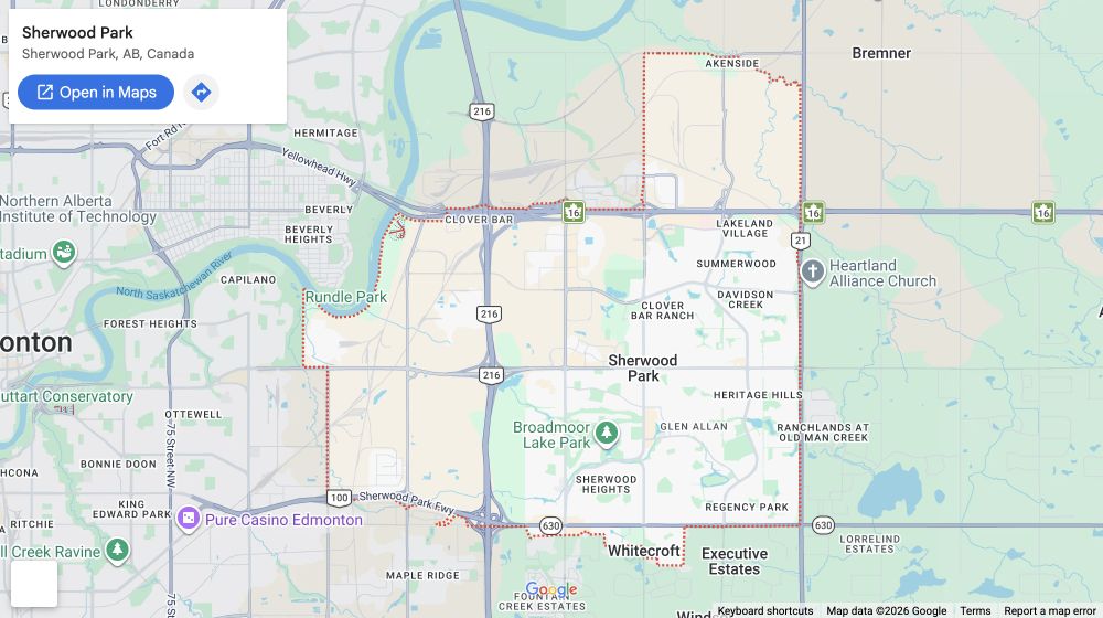 Sherwood Park service area map