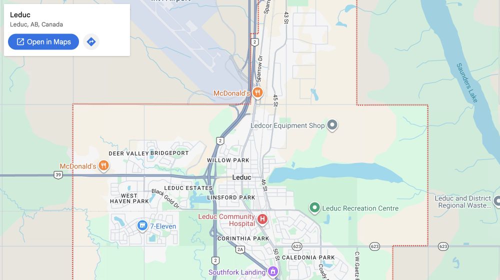 Leduc service area map