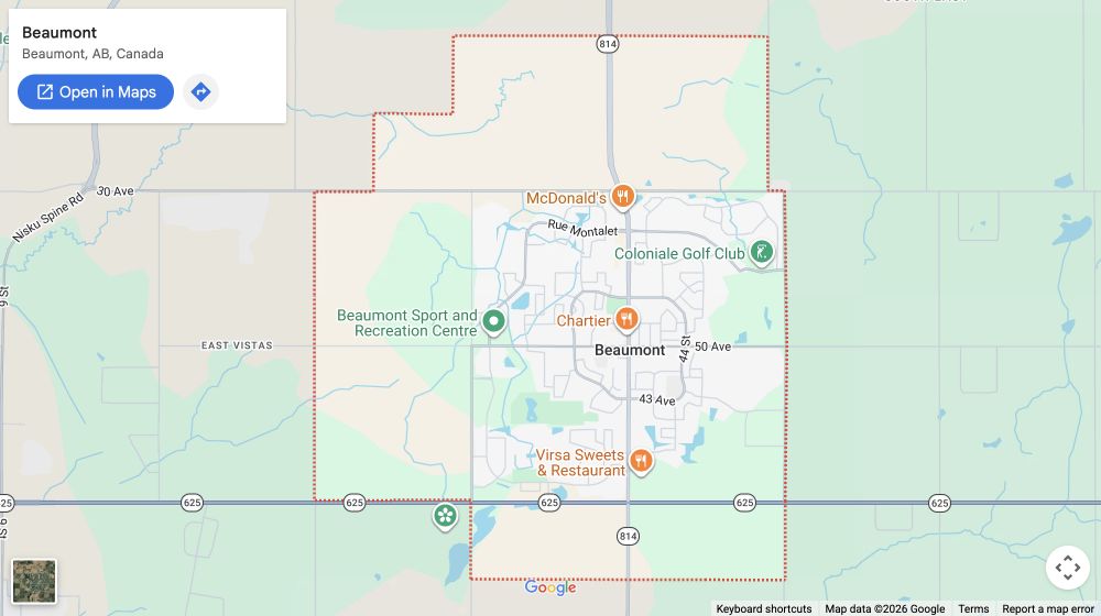 Beaumont service area map